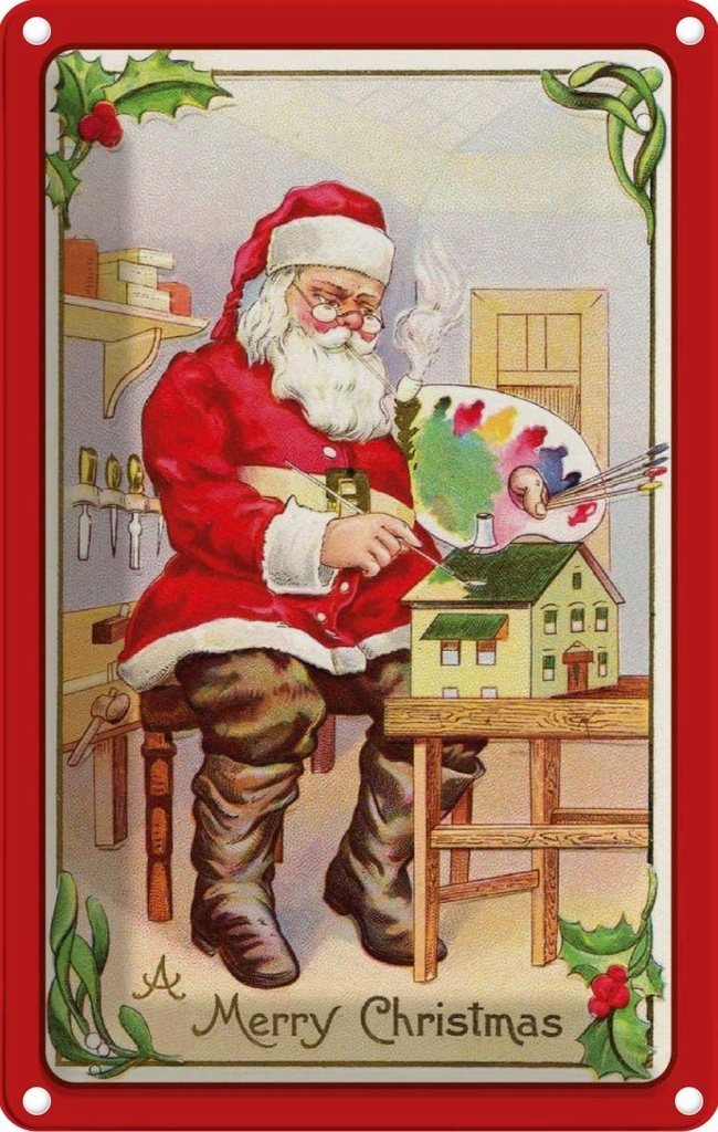 [LA-1784386] Blechschild 18x12 cm Weihnachten merry Gruß Fest Christmas Santa Abenteuer Reisen Urlaub Ostern