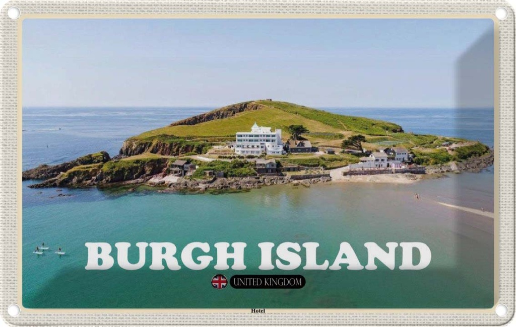 Blechschild 12x18 cm Burgh Island United Kingdom Bildmotiv Reisemotiv Abenteuer Reisen