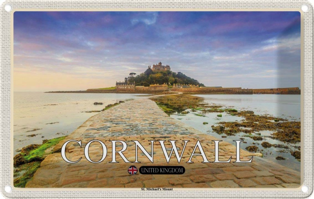 [LA-1784391] Blechschild 12x18 cm Cornwall St. Michael´s Mount Abenteuer Reisen Urlaub