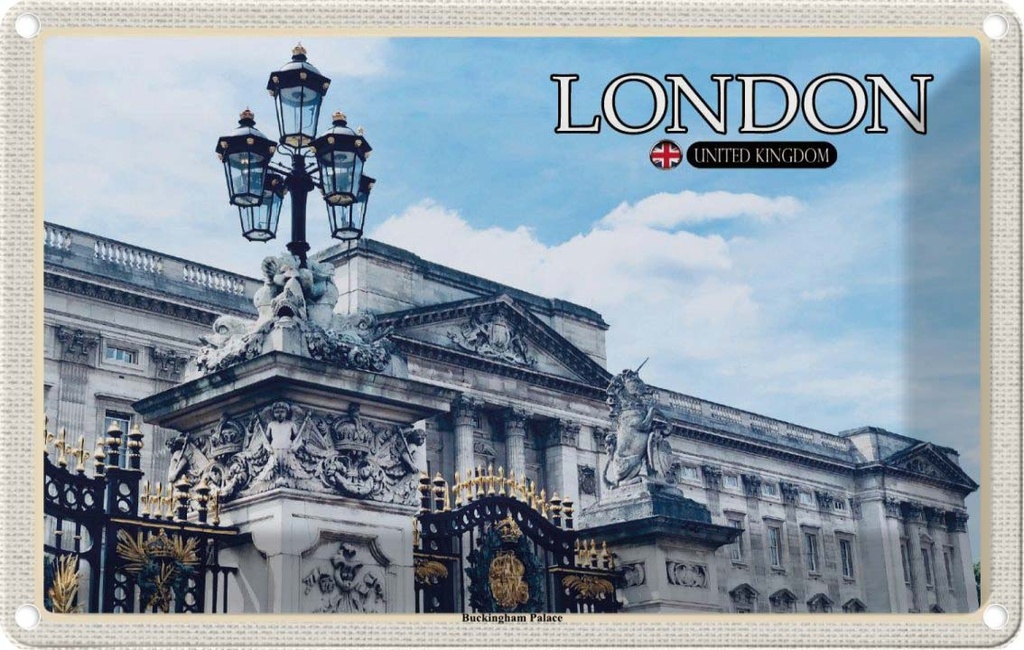 Blechschild 12x18 cm London England Buckingham Palace Bildmotiv Reisemotiv Abenteuer Reisen