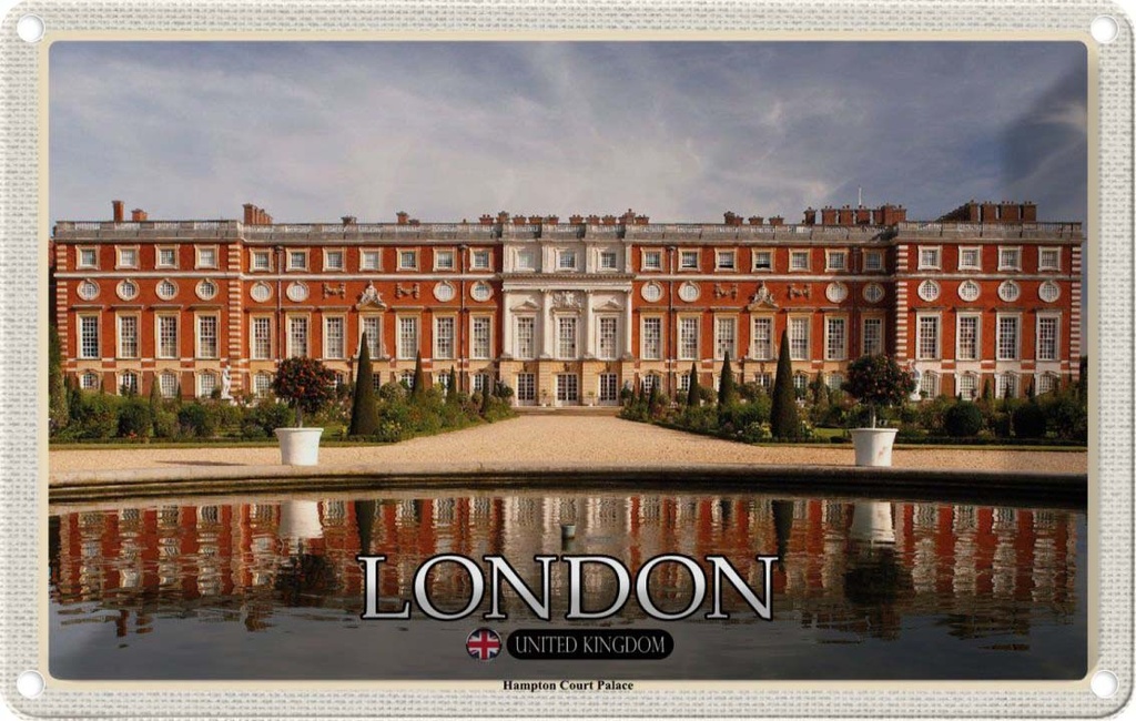 Blechschild 12x18 cm Hampton Court Palace London Bildmotiv Reisemotiv Abenteuer Reisen