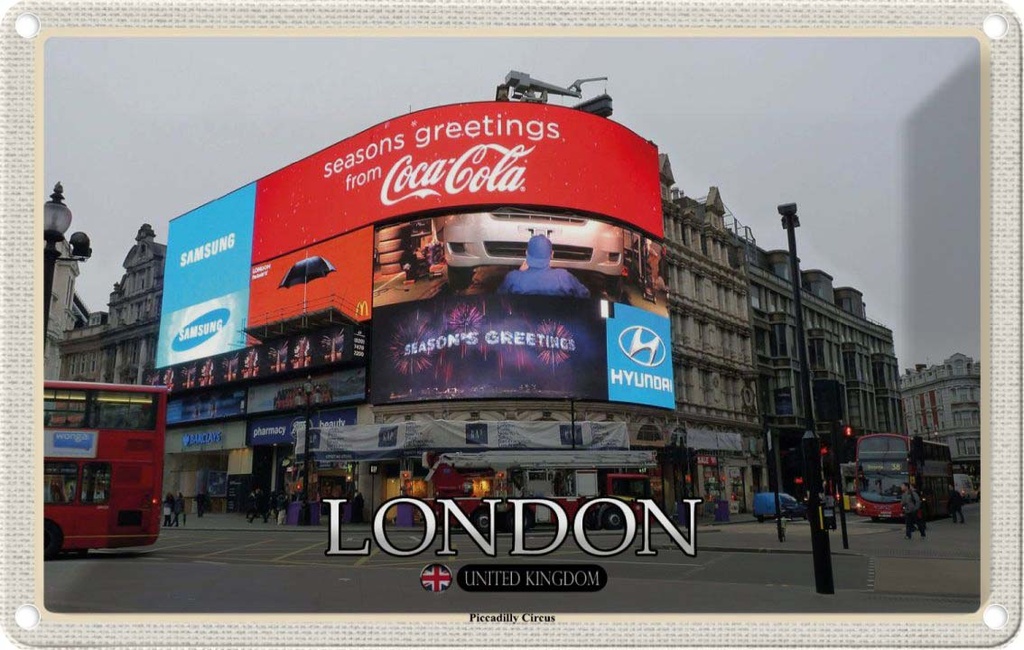 Blechschild 12x18 cm London Piccadilly Circus UK England Bildmotiv Reisemotiv Abenteuer Reisen