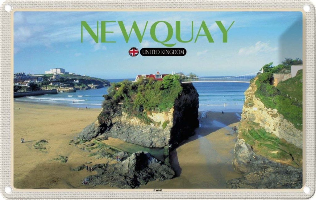 Blechschild 12x18 cm Newquay Coast United Kingdom Bildmotiv Reisemotiv Abenteuer Reisen