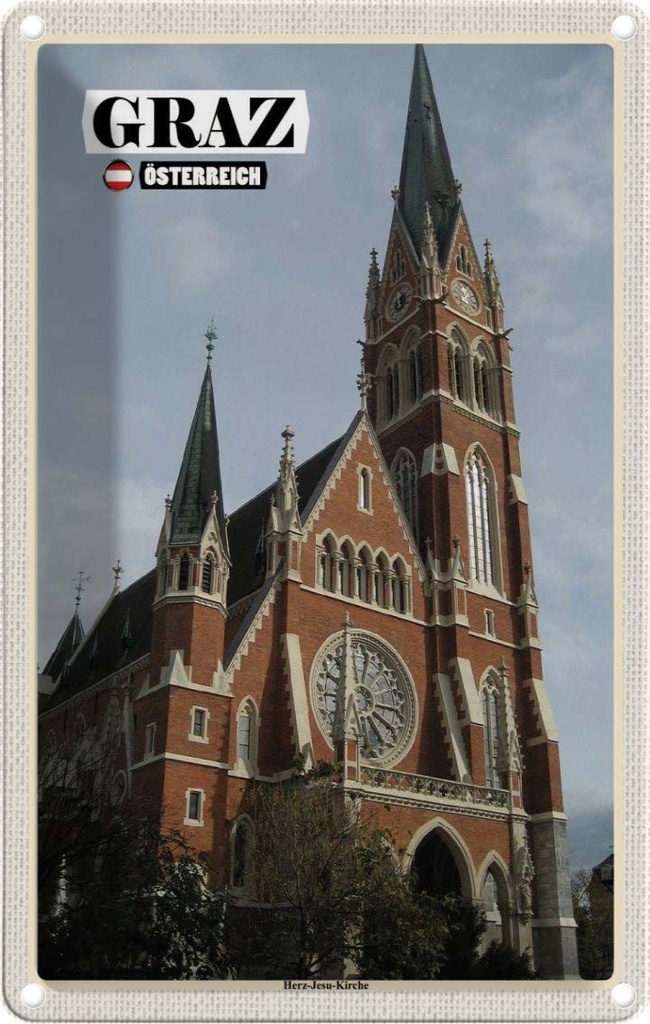 Blechschild 18x12 cm Graz Österreich Herz-Jesu-Kirche Bildmotiv Reisemotiv Abenteuer Reisen