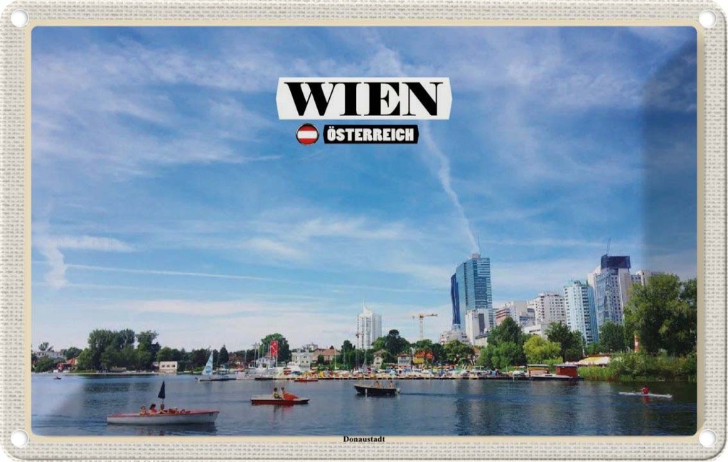 Blechschild 12x18 cm Wien Österreich Donaustadt Bildmotiv Reisemotiv Abenteuer Reisen
