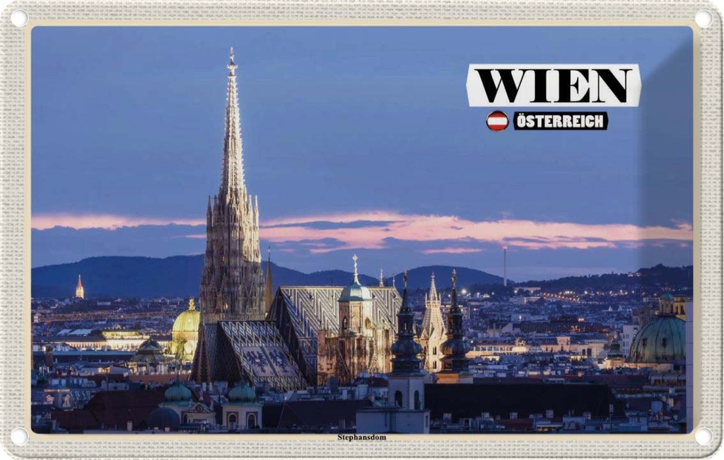 Blechschild 12x18 cm Wien Österreich Stephansdom Bildmotiv Reisemotiv Abenteuer Reisen