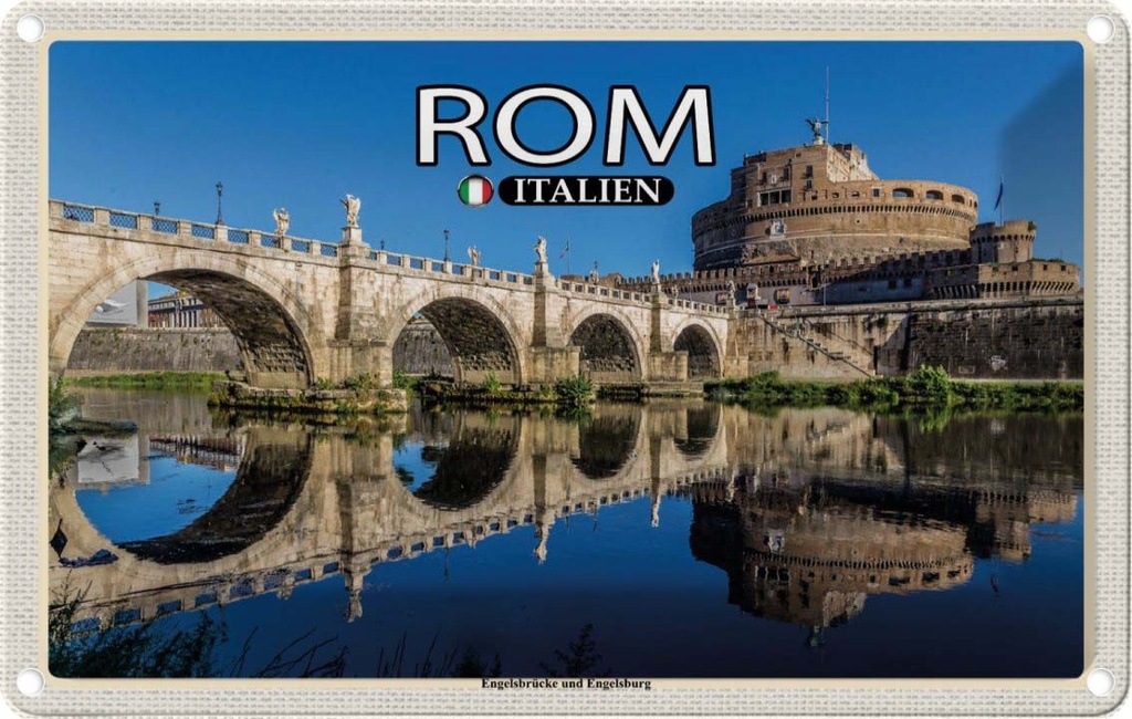 Blechschild 12x18 cm Rom Italien Engelsbrücke Engelsburg Bildmotiv Reisemotiv Abenteuer Reisen