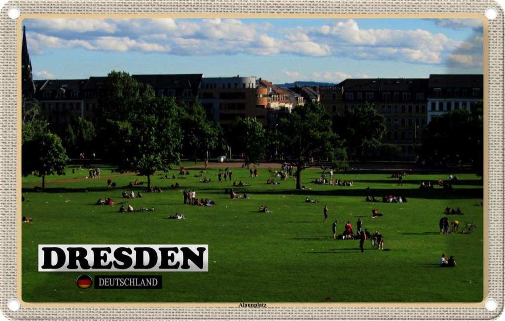 Blechschild 12x18 cm Dresden Alaunplatz Bildmotiv Reisemotiv Abenteuer Reisen