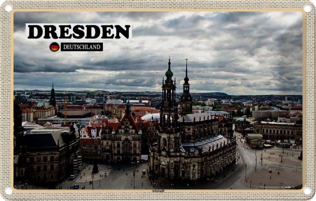 Blechschild 12x18 cm Dresden Altstadt Bildmotiv Reisemotiv Abenteuer Reisen