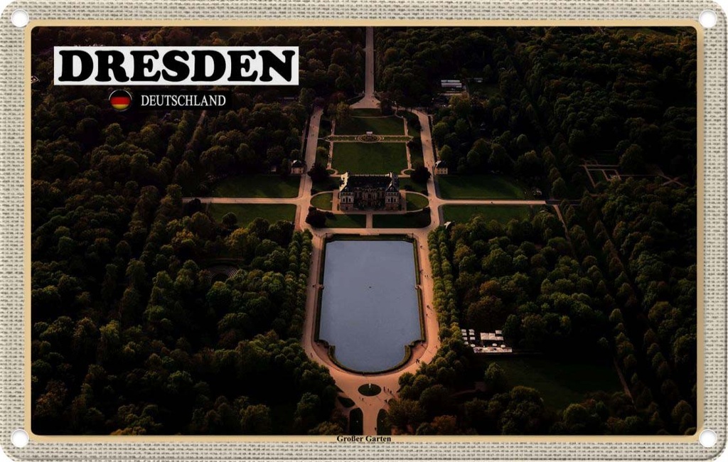 Blechschild 12x18 cm Dresden Großer Garten Bildmotiv Reisemotiv Abenteuer Reisen