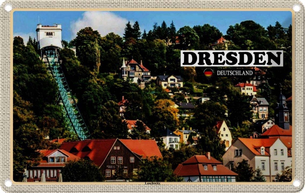 Blechschild 12x18 cm Dresden Loschwitz Bildmotiv Reisemotiv Abenteuer Reisen