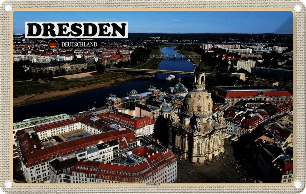 Blechschild 12x18 cm Dresden Neustadt Bildmotiv Reisemotiv Abenteuer Reisen