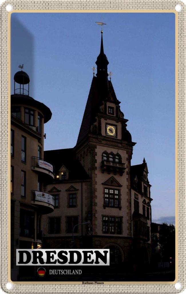 Blechschild 18x12 cm Dresden Rathaus Plauen Bildmotiv Reisemotiv Abenteuer Reisen