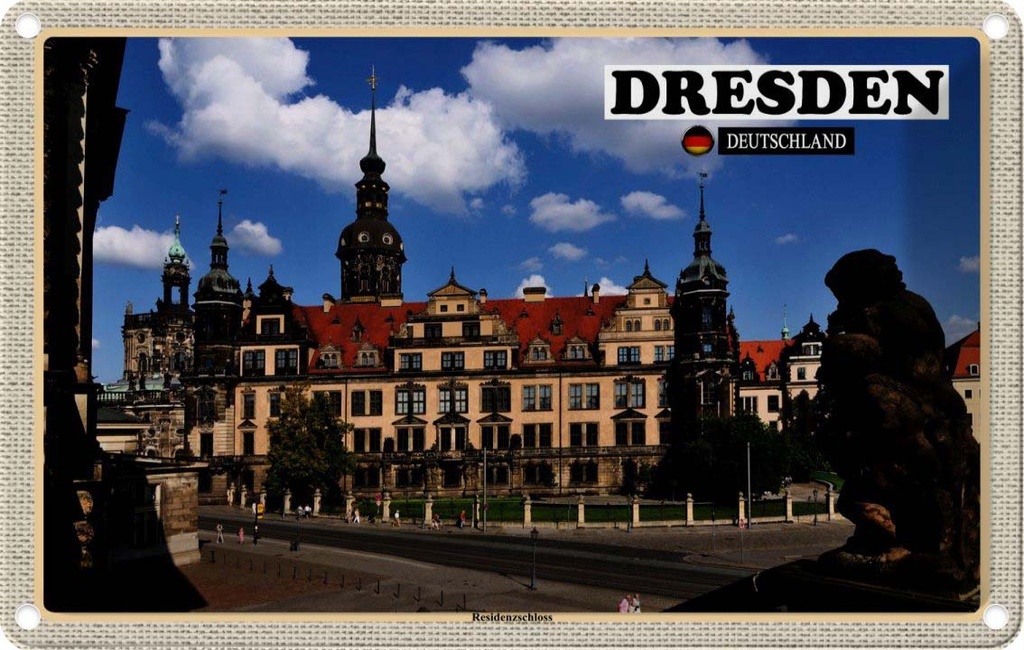 Blechschild 12x18 cm Dresden Residenzhaus Skulptur Bildmotiv Reisemotiv Abenteuer Reisen