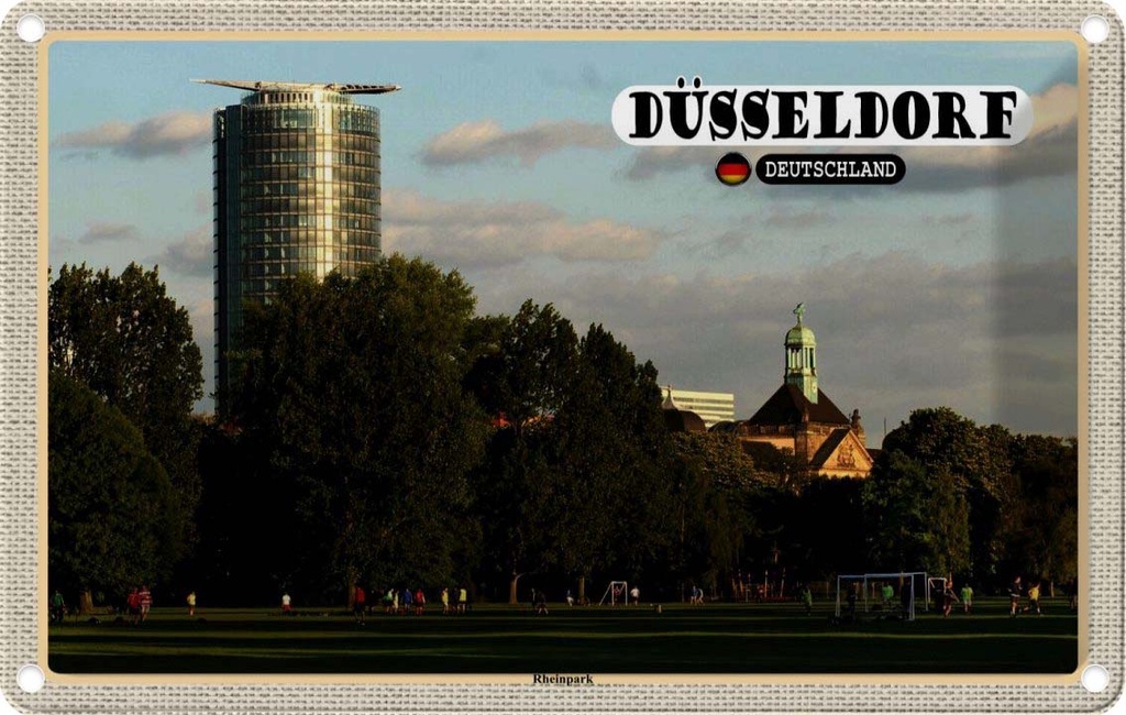 Blechschild 12x18 cm Düsseldorf Rheinpark Natur Bildmotiv Reisemotiv Abenteuer Reisen
