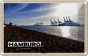 Blechschild 12x18 cm Hamburg Elbstrand Hafen Fluss Bildmotiv Reisemotiv Abenteuer Reisen
