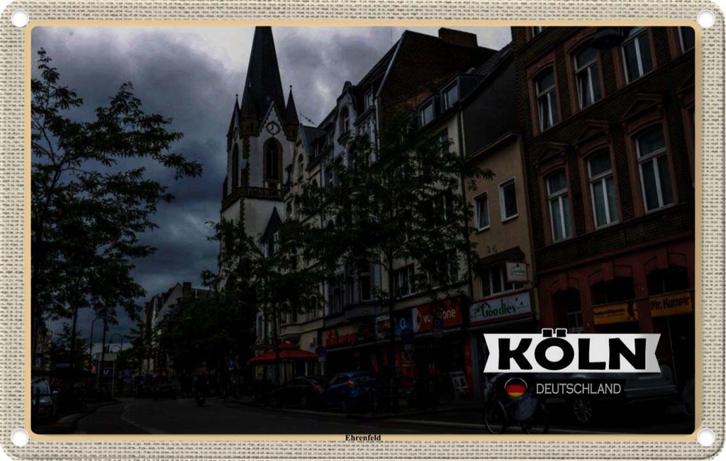 Blechschild 12x18 cm Köln Erhrenfeld Stadt Straße Bildmotiv Reisemotiv Abenteuer Reisen