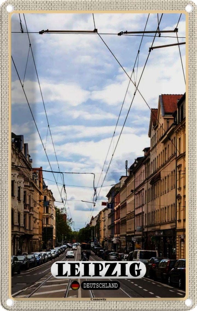 Blechschild 18x12 cm Leipzig Connewitz Bahngleisen Bildmotiv Reisemotiv Abenteuer Reisen