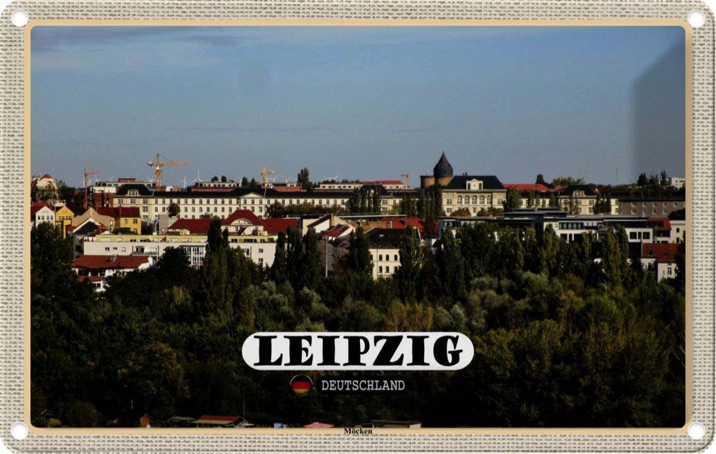 Blechschild 12x18 cm Leipzig Blick Musikerviertel Bildmotiv Reisemotiv Abenteuer Reisen