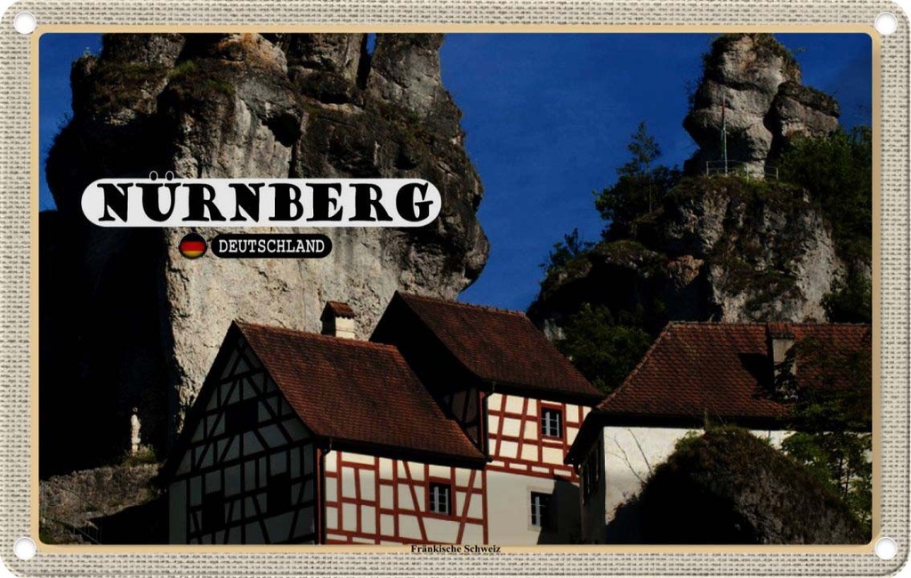 Blechschild 12x18 cm Nürnberg Fränkische Schweiz Bildmotiv Reisemotiv Abenteuer Reisen