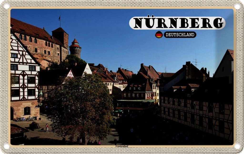 Blechschild 12x18 cm Nürnberg Gostenhof Altstadt Bildmotiv Reisemotiv Abenteuer Reisen