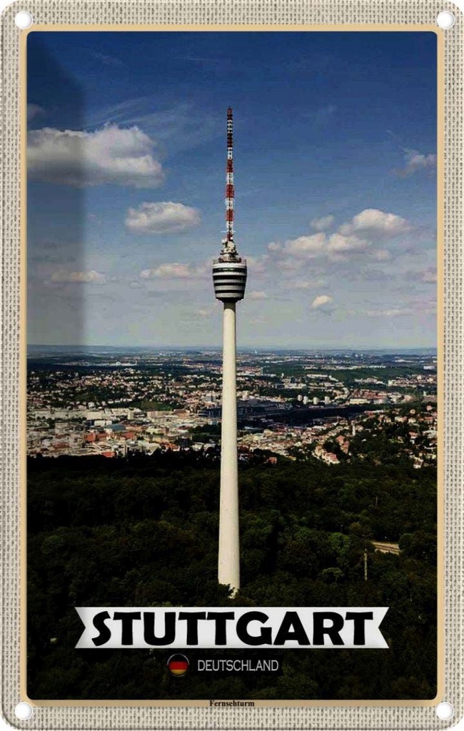 Blechschild 18x12 cm Stuttgart Fernsehturm Stadt Bildmotiv Reisemotiv Abenteuer Reisen