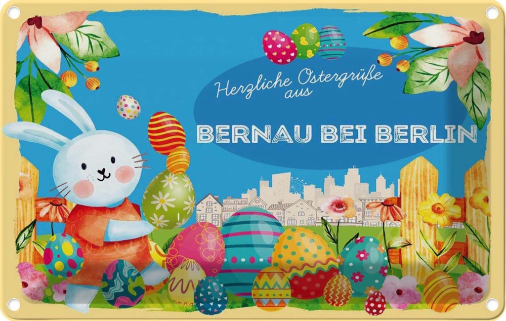 [LA-1785341] Blechschild 12x18 cm Ostergrüße BERNAU bei BERLIN Ostern Gruß