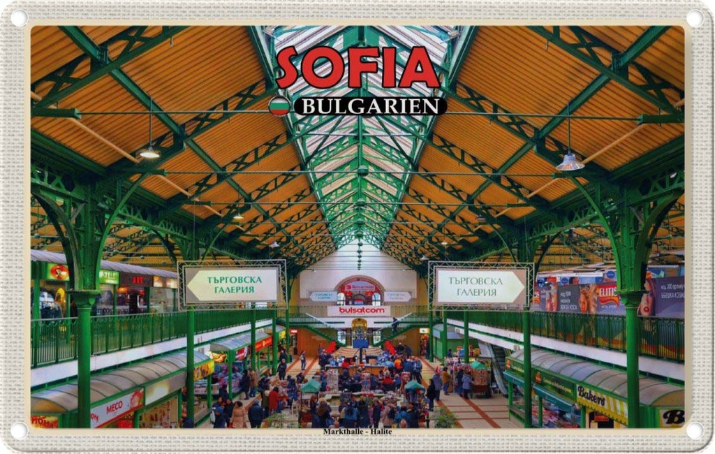 Blechschild 12x18 cm Sofia Bulgarien Markthalle Halite Bildmotiv Reisemotiv Abenteuer Reisen