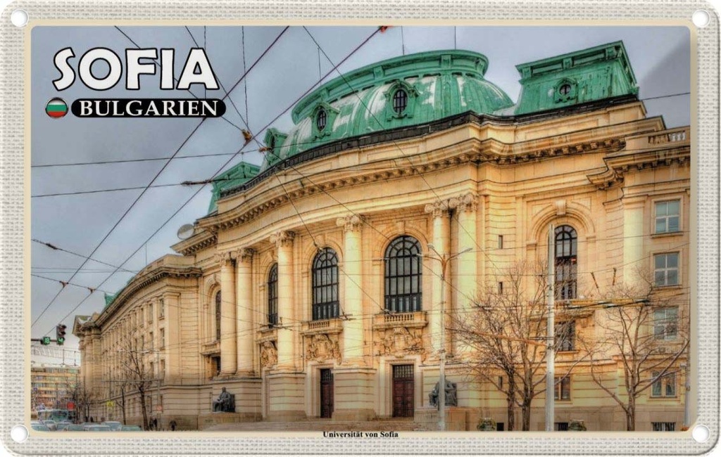 Blechschild 12x18 cm Sofia Bulgarien Universität Bildmotiv Reisemotiv Abenteuer Reisen