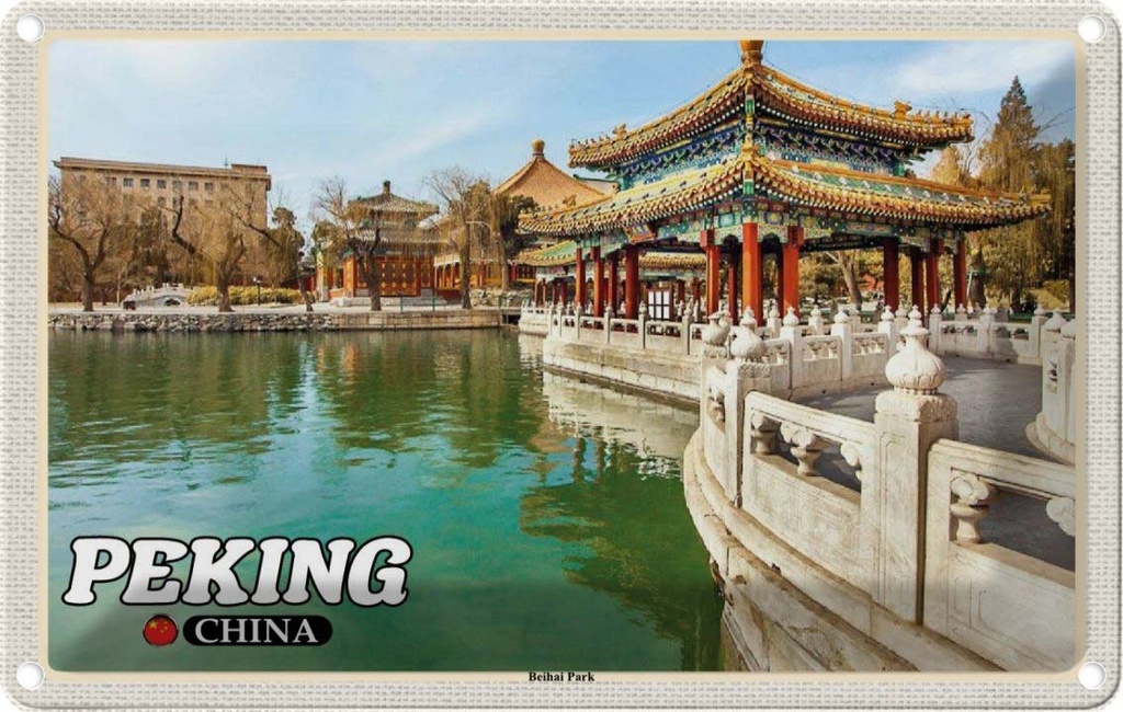 Blechschild 12x18 cm Peking China Beihai Park Bildmotiv Reisemotiv Abenteuer Reisen