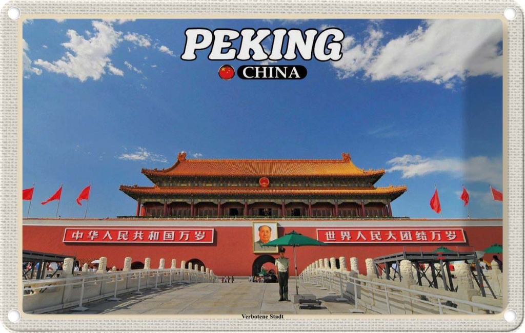 [LA-1786005] Blechschild 12x18 cm Peking China Verbotene Stadt Bildmotiv Reisemotiv Abenteuer Reisen Urlaub
