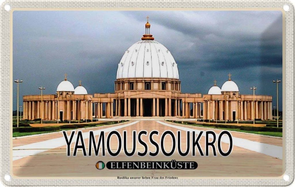 Blechschild 12x18 cm Yamoussoukro Elfenbeinküste Basilika Bildmotiv Reisemotiv Abenteuer Reisen