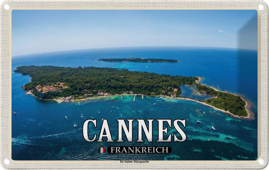 Blechschild 12x18 cm Cannes Frankreich Ile Sainte-Marguerite Bildmotiv Reisemotiv Abenteuer Reisen