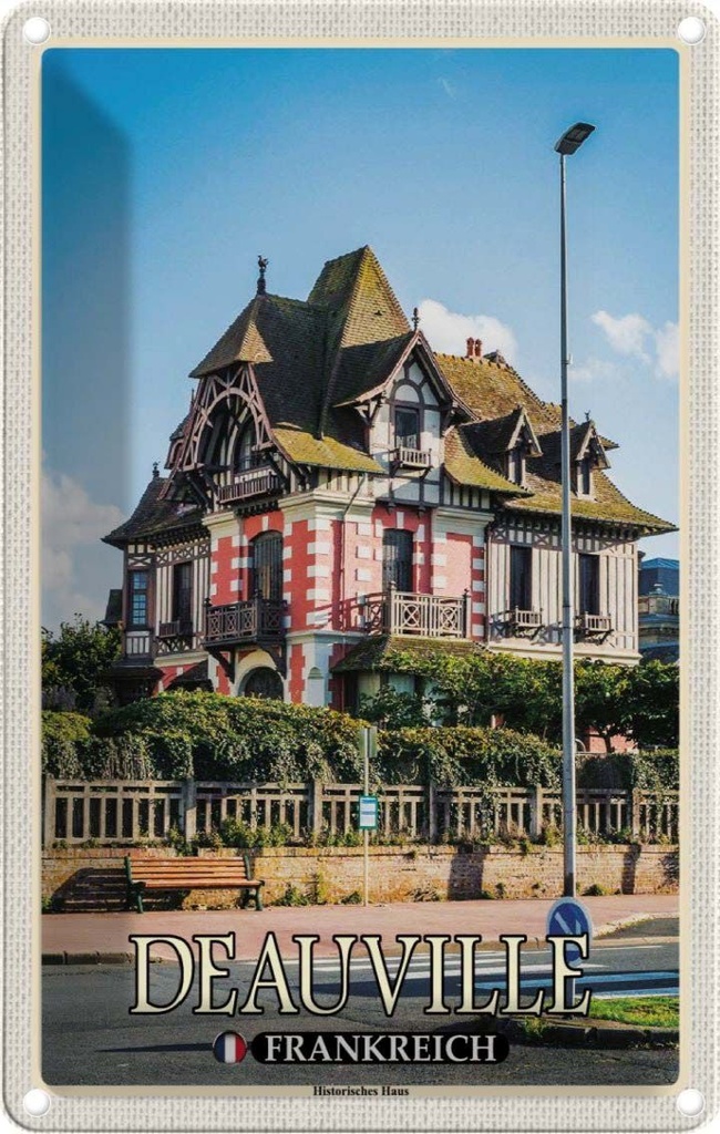 Blechschild 18x12 cm Deauville Frankreich Historisches Haus Bildmotiv Reisemotiv Abenteuer Reisen
