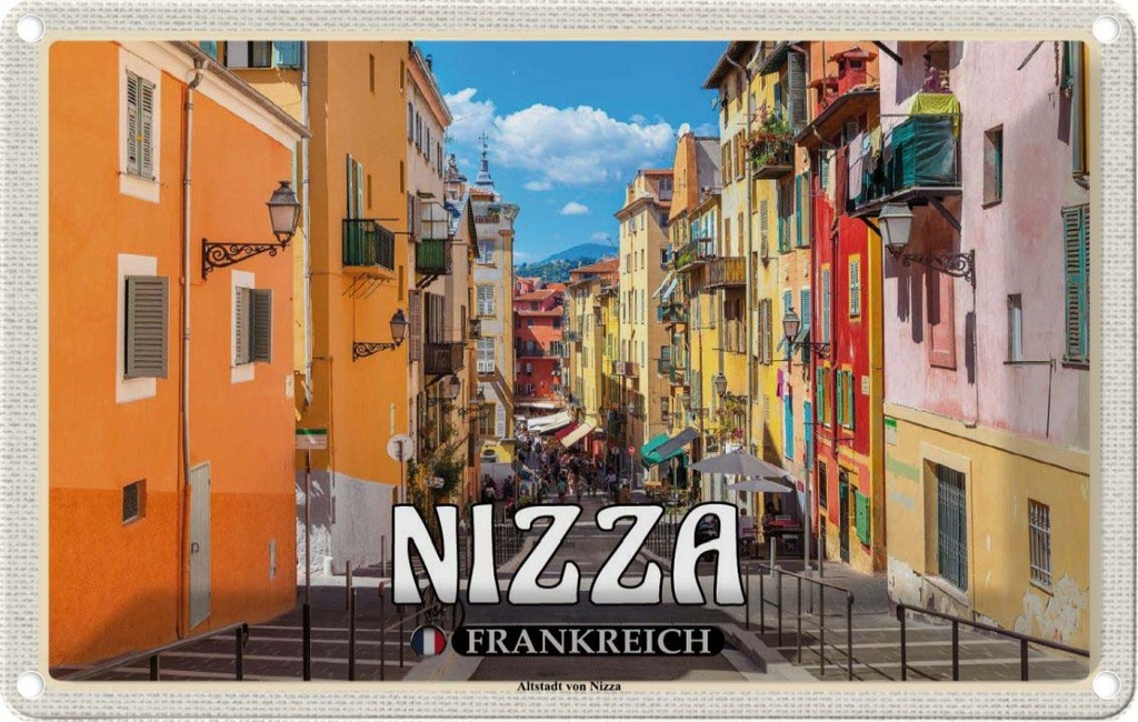 [LA-1786046] Blechschild 12x18 cm Nizza Frankreich Altstadt von Abenteuer Reisen Urlaub