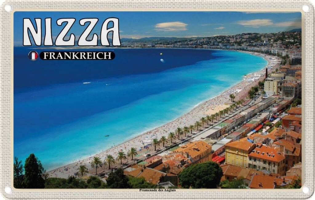 [LA-1786048] Blechschild 12x18 cm Nizza Frankreich Promenade des Anglais Abenteuer Reisen Urlaub