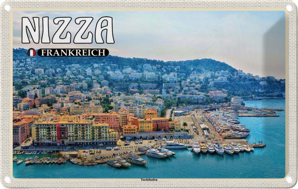 [LA-1786050] Blechschild 12x18 cm Nizza Frankreich Yachthafen Abenteuer Reisen Urlaub