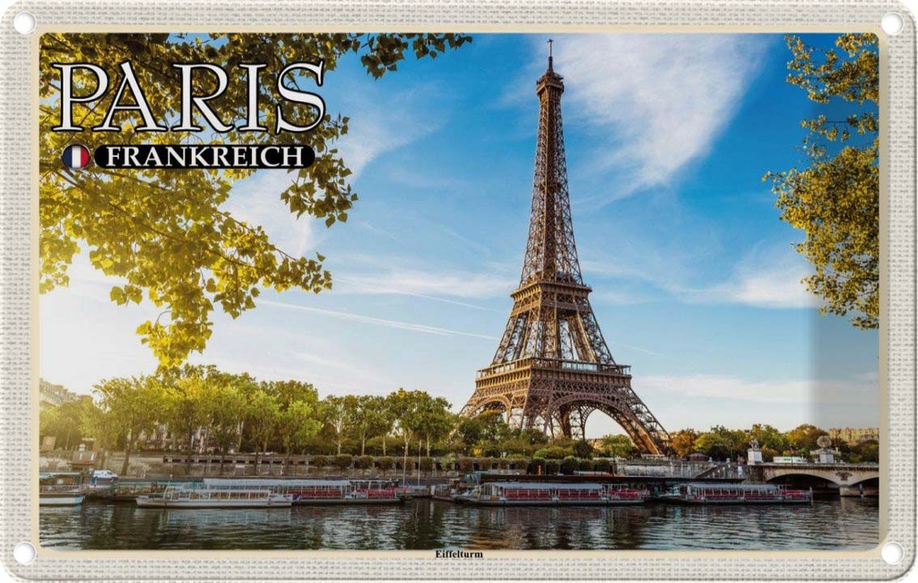 [LA-1786053] Blechschild 12x18 cm Paris Frankreich Eiffelturm Abenteuer Reisen Urlaub