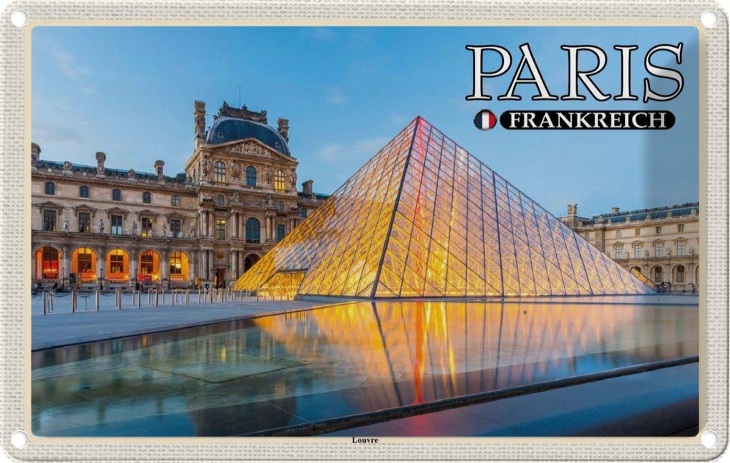 [LA-1786057] Blechschild 12x18 cm Paris Frankreich Louvre Museum Abenteuer Reisen Urlaub