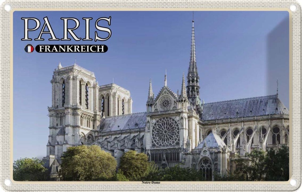 [LA-1786059] Blechschild 12x18 cm Paris Frankreich Notre-Dame Kathedrale Abenteuer Reisen Urlaub