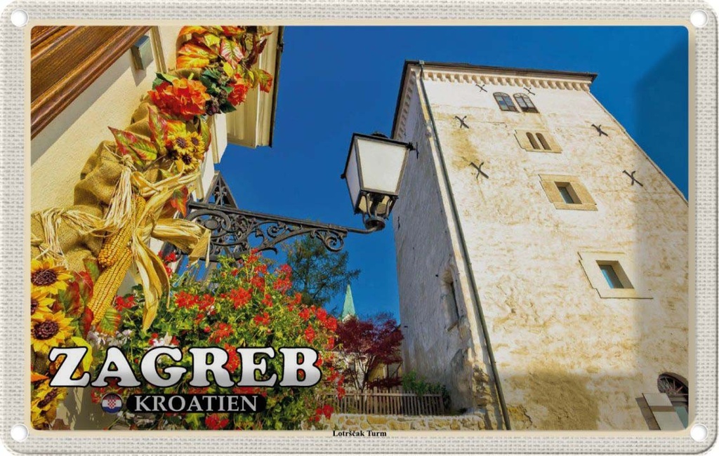 [LA-1786141] Blechschild 12x18 cm Zagreb Kroatien Lotrscak Turm Wachturm Abenteuer Reisen Urlaub