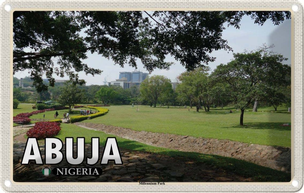 Blechschild 12x18 cm Abuja Nigeria Millenium Park Bildmotiv Reisemotiv Abenteuer Reisen