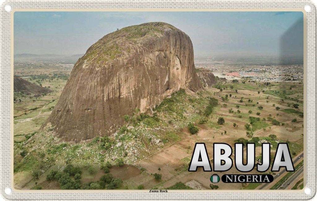 Blechschild 12x18 cm Abuja Nigeria Zuma Rock Felsformation Bildmotiv Reisemotiv Abenteuer Reisen