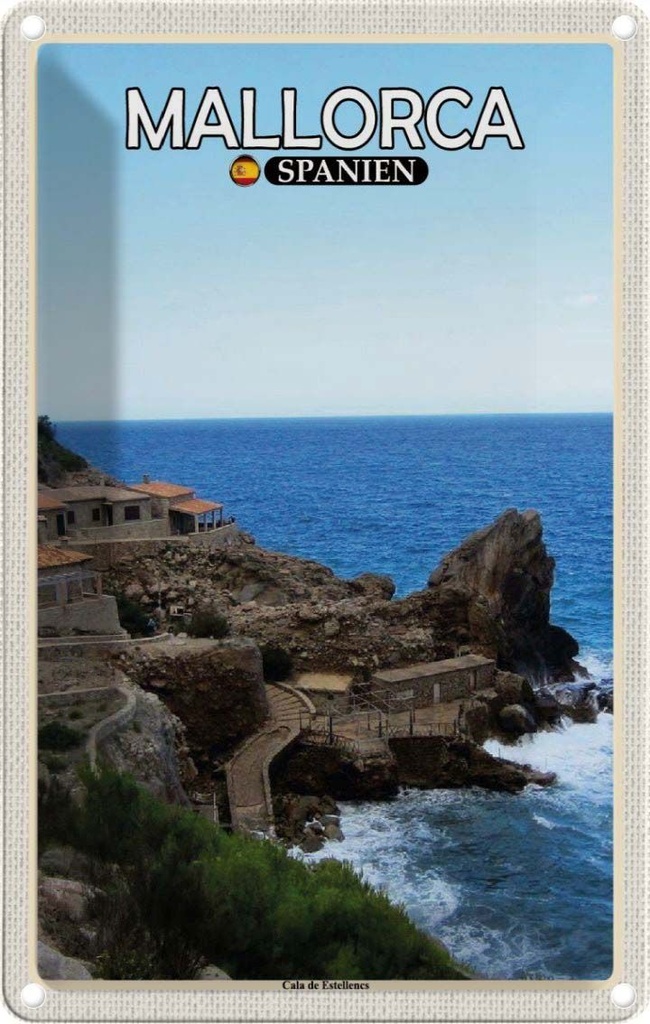 Blechschild 18x12 cm Mallorca Spanien Cala de Estellences Bildmotiv Reisemotiv Abenteuer Reisen