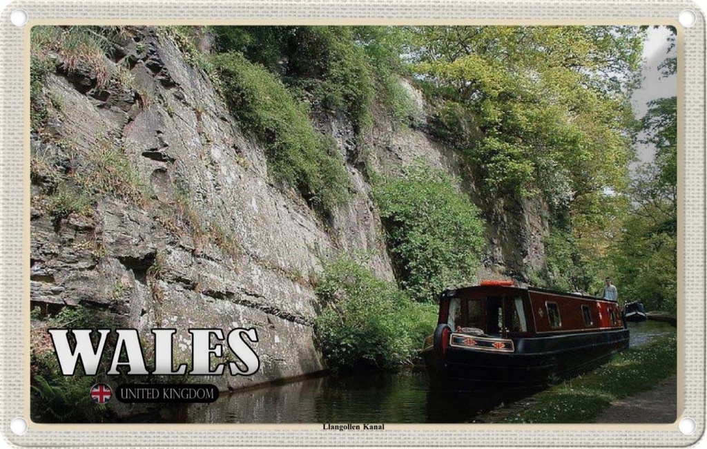 Blechschild 12x18 cm Wales United Kingdom Llangollen Kanal Bildmotiv Reisemotiv Abenteuer Reisen