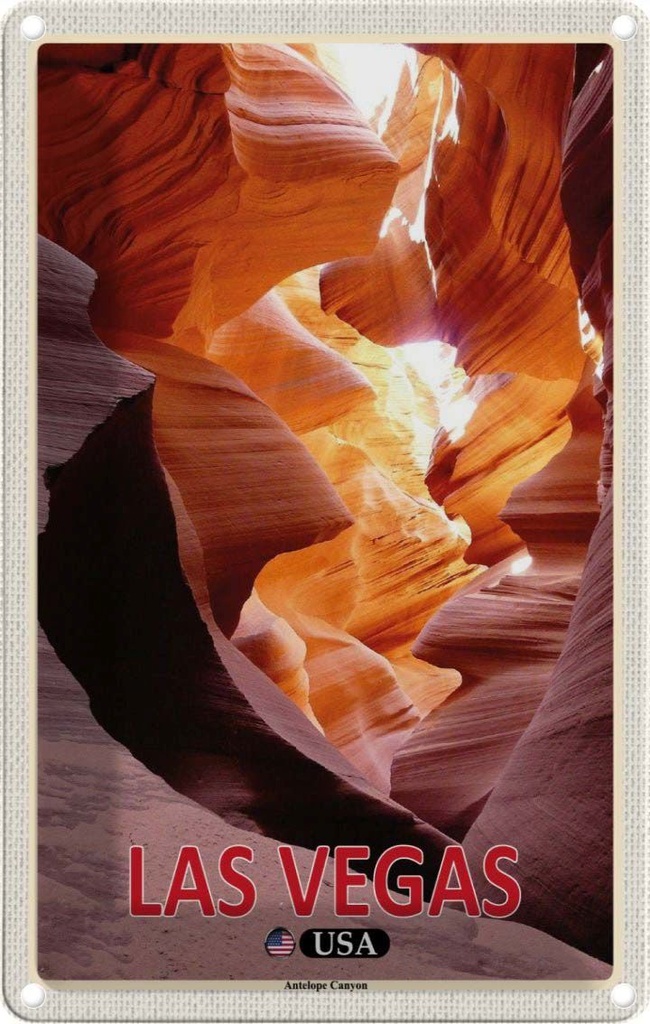 Blechschild 18x12 cm Las Vegas USA Antelope Canyon Bildmotiv Reisemotiv Abenteuer Reisen