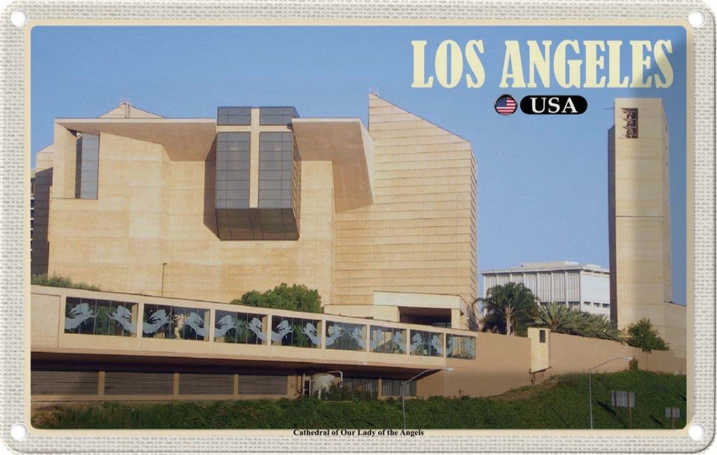 Blechschild 12x18 cm Los Angeles Reisen Cathedral Our Lady of Angels Bildmotiv Reisemotiv Abenteuer