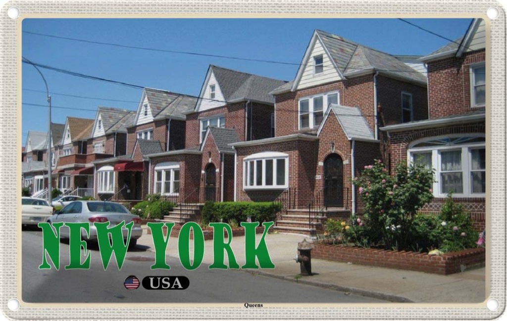 Blechschild 12x18 cm New York USA Queens Stadtbezirk Bildmotiv Reisemotiv Abenteuer Reisen