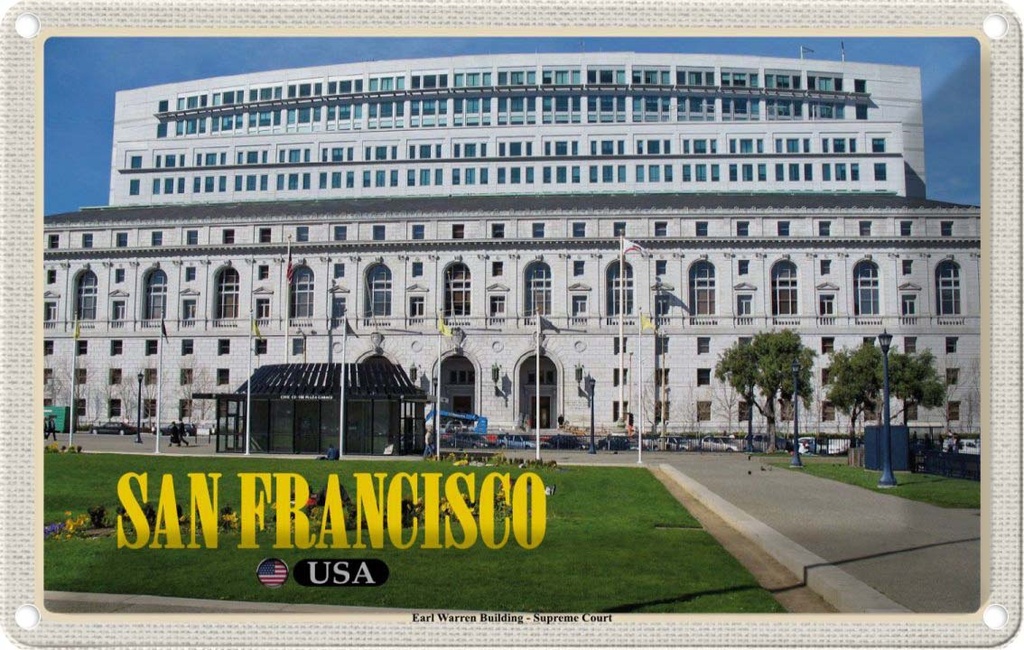 [LA-1786383] Blechschild 12x18 cm San Francisco Earl Warren Building Gericht Abenteuer Reisen Urlaub