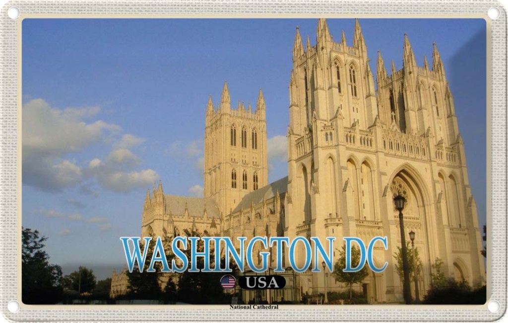 Blechschild 12x18 cm Washington DC USA National Cathedral Bildmotiv Reisemotiv Abenteuer Reisen